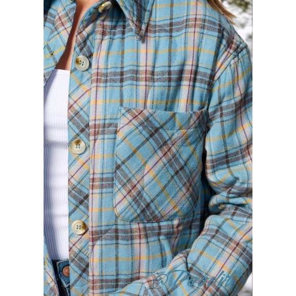 PETAL DEW Oversized plaid lightly quilted Shacket S M L - Picture 9 of 10